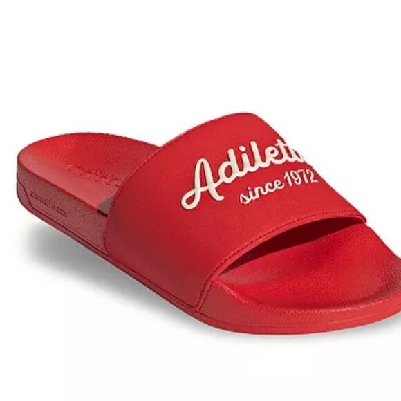 Adidas Men's Red ADILETTE SHOWER SLIDES Slip on Sandals size 12 - Picture 10 of 13